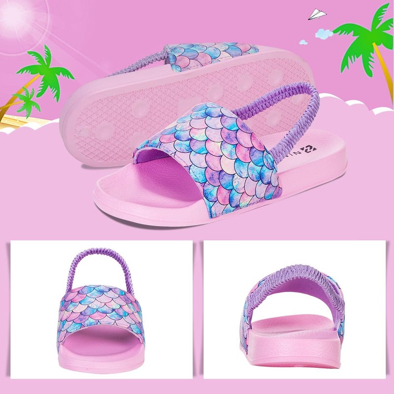 IceUnicorn Kids Girls Slide Sandals Toddler Slippers Boys Non-slip Summer Casual Beach Water Shoes for Indoor & Outdoor(Fish Scales-Pink 29 EU) - Image 5